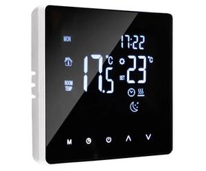 EU Thermostat - Thermostat d'ambiance - Pour chauffage au sol à eau - Écran tactile LCD - Programmable à la semaine - 3A - Blanc