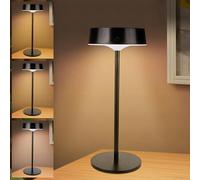 Euakee Lampe de Table Solaire Sans Fil, Lampe de Table LED Sans Fil avec USB-C, 3 Température de Couleur, lampe de chevet tactile, pour Extérieur et Intérieur (Noir)