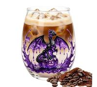 EUBEISAQI Verres à vin 400 ml sans pied avec dragon imprimé en 2D | Gobelet en verre pour fête d'anniversaire, mariage, whisky, cuisine, Thanksgiving, bière, maison, bar, bureau, Saint-Valentin