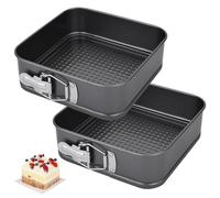 EUBSWA Lot de 2 moules à charnière carrés 18 x 18 x 6,5 cm - Petit moule à gâteau avec revêtement antiadhésif pour moule à pâtisserie, moule à gâteau, moule à quiche, moule à tarte, moule à charnière