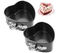 EUBSWA Moule à manqué à charnière 15 cm, 2 Pièces Coeur Moule Gateau avec revêtement antiadhésif, Pour La Cuisson Gâteau Et Quiches