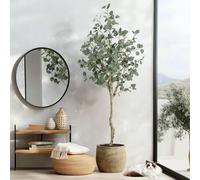 Eucalyptus artificiel, 120 cm/150 cm/180 cm de haut, grande plante artificielle moderne en pot pour intérieur et extérieur, bureau, articles ménagers, décoration cadeau, eucalyptus artificiel Descript