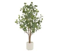 Eucalyptus artificiel 150 cm décoratif, plante verte grande avec tronc en bois naturel