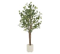 Eucalyptus artificiel 180 cm décoratif, plante verte grande avec tronc en bois naturel