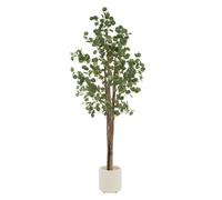 Eucalyptus artificiel 210 cm décoratif, plante verte grande avec tronc en bois naturel