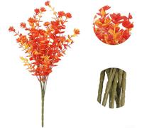 Eucalyptus artificiel pour tige de 35 cm, orange rouge (orange automne) | Teintes d'automne réalistes, tons orange et rouge, design élégant, 35 cm de long, matériau plastique