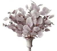 Eucalyptus Leaf Branche Faux Branches D'eucalyptus Artificielle Plants Artificial Flower Leaves Decoration for Indoor Outdoor Vase Arrangement Table Festival Party Deco de Maison (Brown)