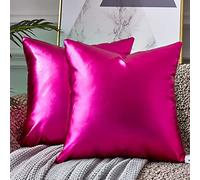 EUCIOR Lot de 2 Housses de Coussin décoratives pour canapé, Rose Vif, 45,7 x 45,7 cm, Rose Vif, Rouge