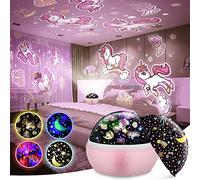 EUCOCO Licorne Projecteur Ciel Étoile, Veilleuse Enfant Cadeau 3-8 Ans Licorne Jouet Fille Veilleuse Bébé Lampe de Chevet Enfant Cadeau Anniversaire Fille