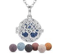 EUDORA Harmony Ball Aromathérapie Huiles Collier Diffuseur Essentielles pour Femmes Collier Pendentif Filles Bijoux Cadeau avec 7 PCS Pierre de Lave, Chaîne 61cm.