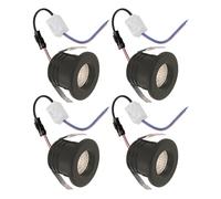 eufeifeiegds Lot de 4 spots LED encastrables 12 V/24 V 30 mm COB 3 W avec alimentation for armoire, salle bain, miroir(White 6000K,BLACK SHELL_INPUT DC 12-24V)