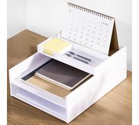 Eufrozy Corbeille a Courrier Empilables, Bac Courrier Bureau Blanc à 3 Niveaux pour Range Papiers A4, Stable Plateau à Documents Empilable en Plastique pour Maison Bureau École