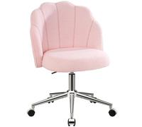 Eufurnibi Chaise Coiffeuse Chambre, Chaise Pivotante à Roulette pour Fille, Siege de Bureau Confortable, Montage Facile, Rose