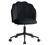 Eufurnibi Chaise de maquillage pour table de toilette avec roulettes, chaise en velours pour chambre à coucher, fauteuil pivotant pour la maison, hauteur réglable et montage facile, noir