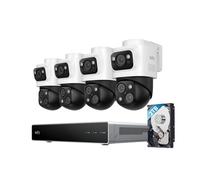 eufy Security, Caméra Surveillance PoE, Système de sécurité NVR S4 Max, caméra Bullet PTZ 3 objectifs 16 Mpx, PTZ 360°, Zoom Auto × 8, Vision Intelligente et Nocturne, Enregistrement, Disque Dur 2 to