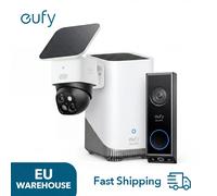 eufy Security Ensemble de 3 caméras SoloCam S340 + sonnette vidéo E340 + HomeBase 3 S380, caméra de surveillance extérieure, 360° ° surveillance, sans angles morts, caméra de surveillance solaire