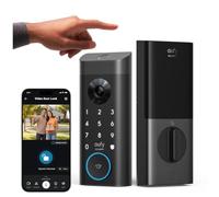 eufy Security Verrou intelligent vidéo E330, caméra 3 en 1 + sonnette + serrure de porte d'entrée sans mpreintes digitales, serrure de porte WiFi, télécommande par application, HD 2K, caméra de