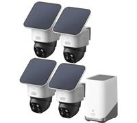 eufy SoloCamS340 3K Caméra Surveillance WiFi extérieur sans Fil 360° PTZ | Caméras solaire, Wi-Fi 2,4 GHz, sans frais, suivi auto, détection IA, vision nocturne, paquet de 4 + HomeBase 3