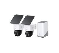 eufy SoloCamS340 3K Caméra Surveillance WiFi extérieur sans Fil | Caméras solaire, Wi-Fi 2,4 GHz, 360° PTZ, sans frais, suivi auto, détection IA, vision nocturne, paquet de 2 + HomeBase 3