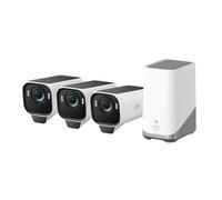 Système de vidéosurveillance sans fil eufyCam S3 Pro, 4K, BionicMind™, MaxColor Vision, panneau solaire intégré, Homebase 3 + 3 caméras eufyCam S3 Blanc/Gris