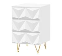 EUGAD 1 Pièce Table De Chevet Blanche avec 2/3 Tiroirs Effet 3D, Armoire Rangement, Organisateur for Chambre À Coucher, Salon, Décoration La Maison Une ExéCution SoignéE(3 Drawers)