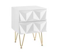EUGAD 1 Pièce Table De Chevet Blanche avec 2/3 Tiroirs Effet 3D, Armoire Rangement, Organisateur for Chambre À Coucher, Salon, Décoration La Maison Une ExéCution SoignéE(2 Drawers)
