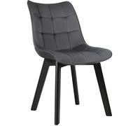 EUGAD 1 X Chaise de Salle à Manger Velours + Bois Pieds,Chaise Cuisine,46,5*42*40 cm Gris Foncé