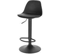 EUGAD 1 X Tabouret de Bar en Cuir synthétique réglable en Hauteur et pivotant à 360 ° 38,5 x 33 x 62 - 83,5 cm Noir