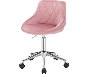 EUGAD 1 X Tabouret de Bureau à roulette pivotant et réglable,Chaise de Bureau en Velours Rose