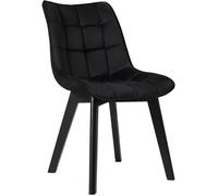 EUGAD 1x Chaise de Salle à Manger, Velours Assise Bois Pieds, pour Cuisine, Chambre, Salon, Noir 0656BY-1