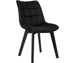 EUGAD 1x Chaise de Salle à Manger, Velours Assise Bois Pieds, pour Cuisine, Chambre, Salon, Noir 0656BY-1