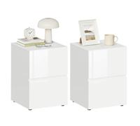 EUGAD 2x Table de Chevet avec 2 Tirroirs, Table d'Appoint 40x40x58cm, Grand Espace de Rangement pour Chambre, Salon, Blanc 0182ZZ-2