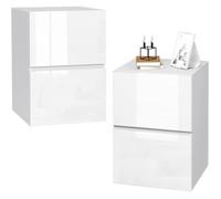 EUGAD 2x Table de Chevet avec 2 Tirroirs, Table d'Appoint 40x40x58cm, Grand Espace de Rangement pour Chambre, Salon, Blanc 0182ZZ-2