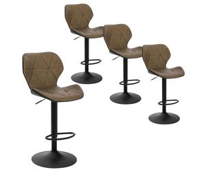 EUGAD 4 X Tabourets de Bar, Tabouret de Cuisine en Similicuir et métal, Réglable et Rotatif, Brun Foncé 0663BY-4