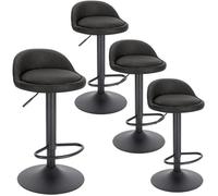 EUGAD 4x Tabouret de Bar en Similicuir, Tabouret de Comptoir Hauteur Réglable 61-82cm, avec Dossier et Repose-Pieds,Anthracite