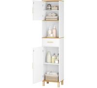EUGAD Armoire Salle de Bain Haute sur Pied - Colonne 39x30x179cm - 2 Portes et 1 Tiroir - Blanc