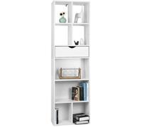 EUGAD Bibliothèque Étagère de Rangement 8 Compartiments en aggloméré et Bois pin,50x24x168cm Blanc