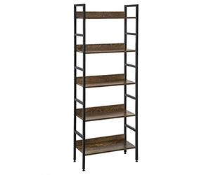 EUGAD Bibliothèque Étagère de Rangement, à 5 Niveaux | en MDF et Métal, 60x27,5x160cm, Marron Vintage