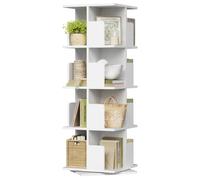 EUGAD Bibliothèque Rotative 4 Niveaux, Étagère Autoportante, Séparateur de Pièce, Étagère Décorative Gain de Place pour Livres et CD, Idéale pour Salon, Chambre, Bureau WHITE