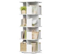 EUGAD Bibliothèque Rotative à 4 Niveaux, 39.5x39.5x128 cm, Blanc | Étagère Livre, Colonne Tournante, Moderne pour Salon, Bureau, Chambre