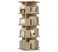 EUGAD Bibliothèque Rotative à 4 Niveaux, 39.5x39.5x128 cm, Chêne Clair | Étagère Livre Colonne Tournante, Moderne pour Salon, Bureau, Chambre