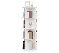 EUGAD Bibliothèque Rotative, à 4 Niveaux, Blanc | Bibliothèque Étagère Rangement, 16 Compartiments, pour Salon, Bureau, en Bois d’Ingénierie
