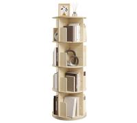 EUGAD Bibliothèque Rotative, à 4 Niveaux,Chêne Clair | Bibliothèque Étagère Rangement, 16 Compartiments, pour Salon, Bureau, Chambre d'enfant, en Bois d’Ingénierie