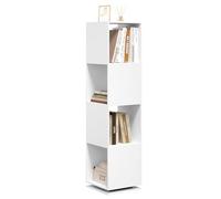EUGAD Bibliothèque Rotative à 4 Niveaux, Étagère Rangement Cube d'Angle pour Salon, Bureau, Chambre, 35x145x35 cm, Blanc