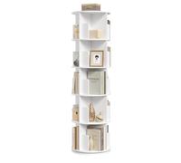 EUGAD Bibliothèque Tournante 5 Niveaux, Design Rond, 20 Casiers, Blanc | Bibliothèque Étroite et Haute, sur Pied