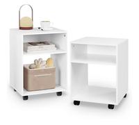 EUGAD Caisson de Bureau, Lot de 2, en Bois d'Ingénierie, 40x35x55cm, Blanc | avec Roulettes, Freins, 2 Compartiments