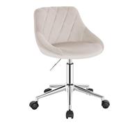 EUGAD Chaise Coiffeuse à roulettes, Tabouret Pivotant, Velours, Crème Blanc | avec Dossier et Réglable en Hauteur, Chaise de Bureau pour Filles, dans Salon, Chambre à Coucher, Bureau à Domicile