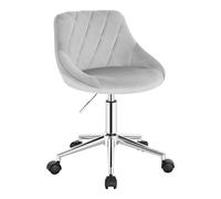 EUGAD 1 X Tabouret de Bureau à roulette - pivotant - réglable - Chaise de Bureau en Velours Gris Clair
