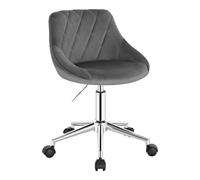 EUGAD 1 X Tabouret de Bureau à roulette - pivotant - réglable - Chaise de Bureau en Velours Gris Foncé