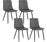 EUGAD Chaise Salle à Manger, Lot de 4, Chaise de Cuisine Scandinave, Rembourré en Velours, Pieds en Métal, Gris Foncé E0AG0167-4